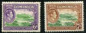 Dominica SC# 104-5 SG# 105, 105a Fresh Water Lake 6d, 7d MNH