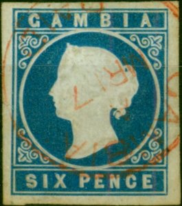 Gambia 1869 6d Blue Pale Shade SG3a Fine Used