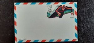 US Scott # UXC21; 28c Olympics; Unused, entire air mail postal card, 1983; XF