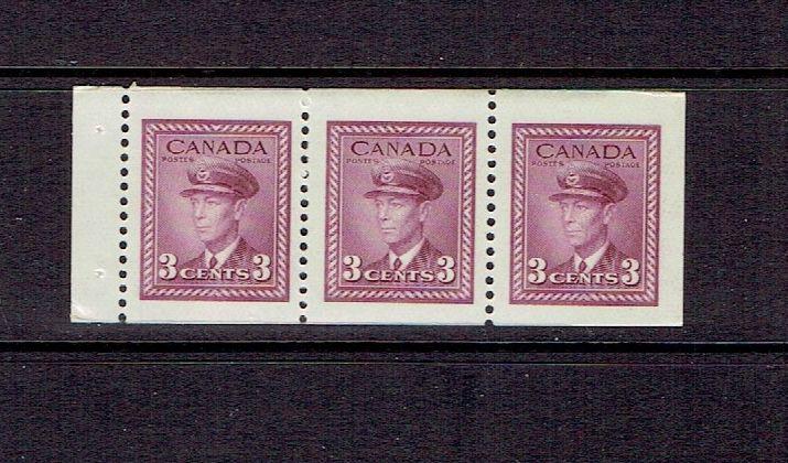 CANADA 1943 KG VI BOOKLET PANE - SCOTT 252b - MNH