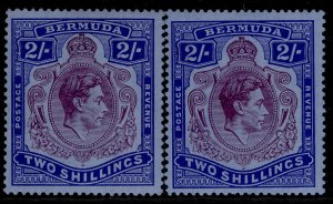 BERMUDA GVI SG116 + 116a, 2s SHADE VARIETIES, LH MINT. Cat £425.