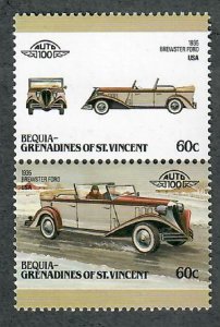 St. Vincent Grenadines - Bequia #103 Cars MNH attached pair