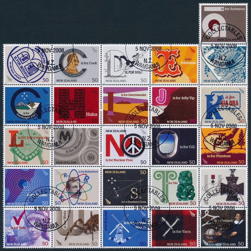 New Zealand 2008 The A to Z of New Zealand Block of 26 SG3060-3085 CTO Full Gum