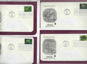 2019 FROGS 4 different on info pages FDCs Sc 5395 to 5398 PCS cachets