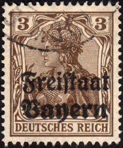 1919 Germany Bavaria 3pfg, Used, Sc 177