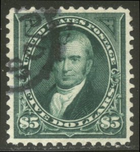 U.S. #278 CHOICE Used VF/XF w/ Cert - 1895 $5.00 Marshall