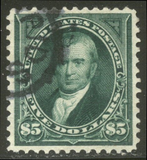 U.S. #278 CHOICE Used VF/XF w/ Cert - 1895 $5.00 Marshall