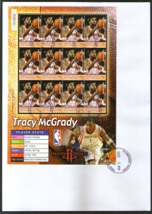 Grenada 2005 Tracy McGrady Basketball Player Sport Sc 2594 Sheetlet on FDC # 100