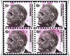 ♦SC#1284 6¢ Franklin Roosevelt Block of Four (Used) 