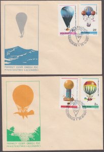 POLAND Sc # 2433-9 SET of 4 FDC - 6 STAMPS + 1 S/S BALLOONING