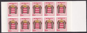 Sc# 1608 Monaco 1987 - 1988 Arms type complete booklet pane MNH $11.00