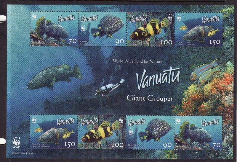 Vanuatu-Sc#908-Unused NH sheet-Marine Life-Giant Grouper-Fish-2006-