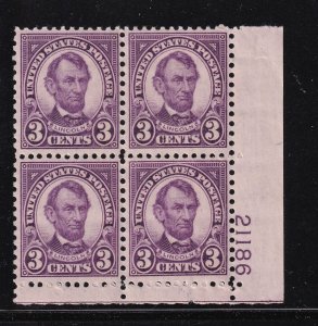 1934 reissue Abraham Lincoln Sc 635a MNH plate block of 4 (1G