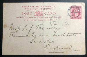 1891 Trinidad & Tobago Stationery Postcard Cover To Leicester England