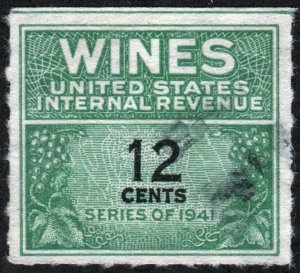 RE125 12¢ Wine Revenue Stamp (1942) Used