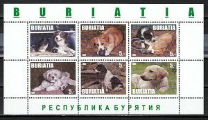 Buriatia, 1999 Russian Local. Photos of Dogs sheet of 6. ^