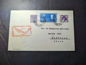 1935 Brazil Airmail First Flight Cover FFC Federal District to Santiago Chile