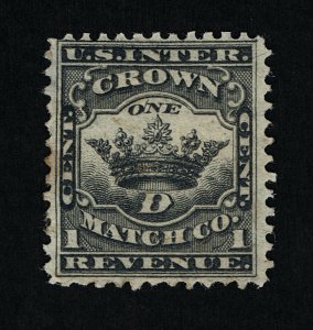 OUTSTANDING SCOTT #RO67b PRIVATE DIE CROWN MATCH CO. ON SILK PAPER #13635