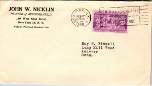 US John W Nickin Pioneer of Aerophilately,New York,NY 1955 Cover