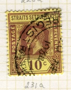 STRAITS SETTLEMENTS; 1921 early GV issue fine used Shade of 10c. value