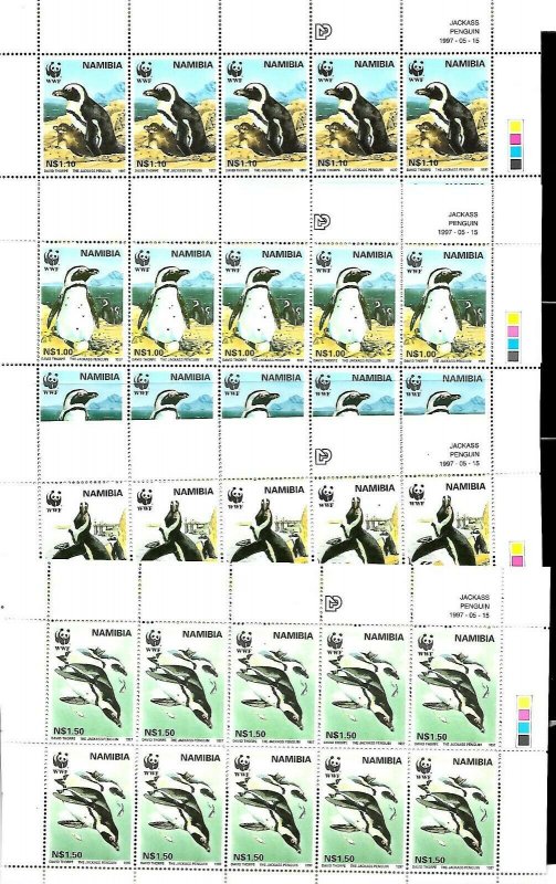 #27009 NAMIBIA 1997 FAUNA WWF,BIRDS PENGUINS YV 790-3 FULL SHEET MNH