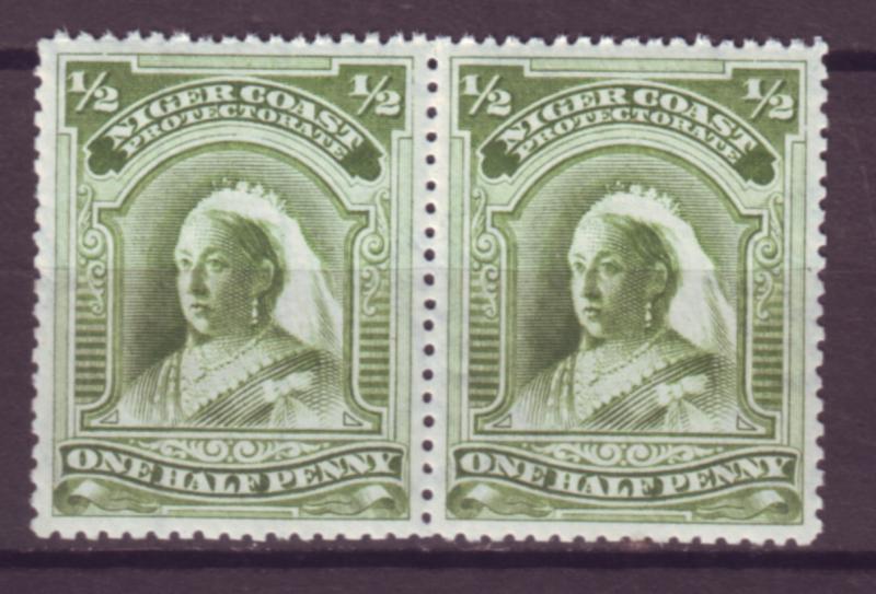 J20959 Jlstamps 1897-8 niger coast proct pair mh #55 lightly disturbed gum