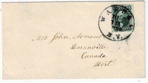 1859 Warsaw, N.Y. cancel on cover to Canada, Scott 35