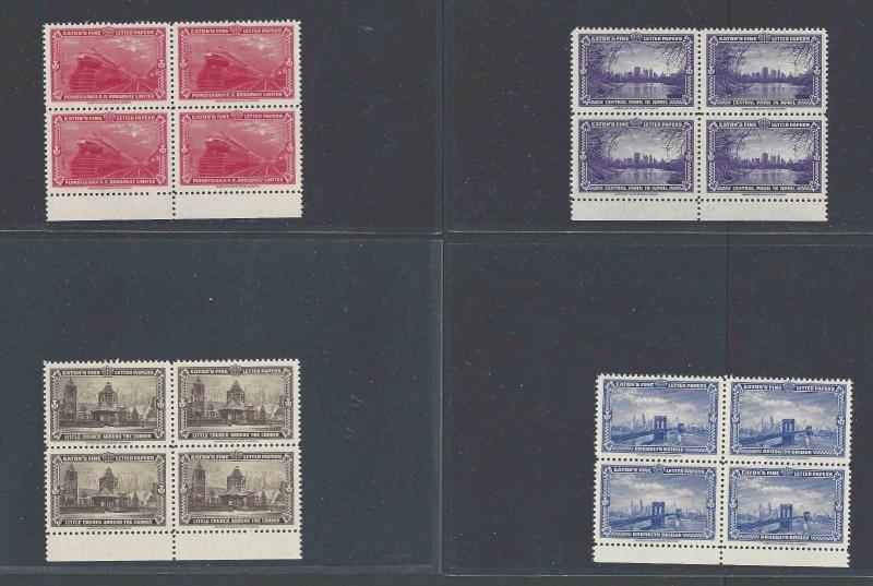 1947 Set Of 10 Mint Blocks Of 4 Of New York Landmarks Cinderellas See Story