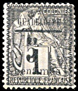 Guadeloupe 6, LH, Surcharge on French Colonies issue