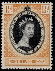 NORTHERN RHODESIA QEII SG60, 1½d black & yellow-orange, NH MINT. 