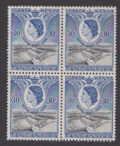 KENYA UGANDA TANGANYIKA - 1954 QEII ROYAL VISIT SG#166 - BLOCK OF 4 - MINT NH