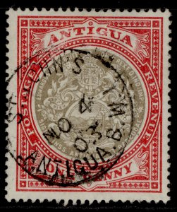 ANTIGUA EDVII SG32, 1d grey-black & rose-red, VERY FINE USED. CDS