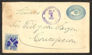 GUATEMALA H&G #4 STATIONERY ENTIRE & #31 STAMP ESCUINTLA TO CHILE COVER 1895