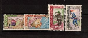 Laos Sc 77-80 MNH set of 1962- Mail Service Truck Train Plane Elephant