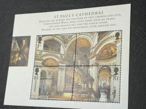 GREAT BRITAIN # 2580--MINT/NEVER HINGED-SOUVENIR-SHEET-ST.PAUL'S CATHEDRAL--2008