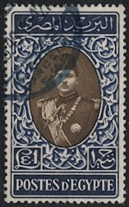 EGYPT 1939 Sc 240  £1 King Farouk Used VF, blue cancel
