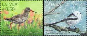 Latvia Lettland Lettonie 2018 forest birds set of 2 stamps MNH