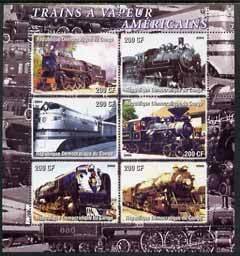 CONGO KIN. - 2005 - American Steam Trains - Perf 6v Sheet - MNH - Private Issue