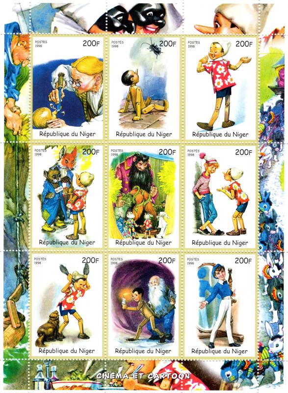 Niger 1998 Pinocchio/Disney Characters Shlt (9) Perforated MNH VF