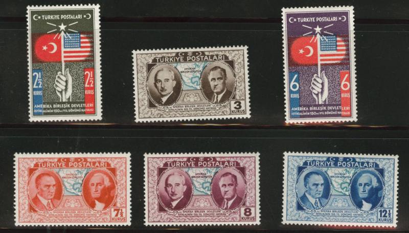 TURKEY Scott 817-822 MH* 1939 US Constitution set