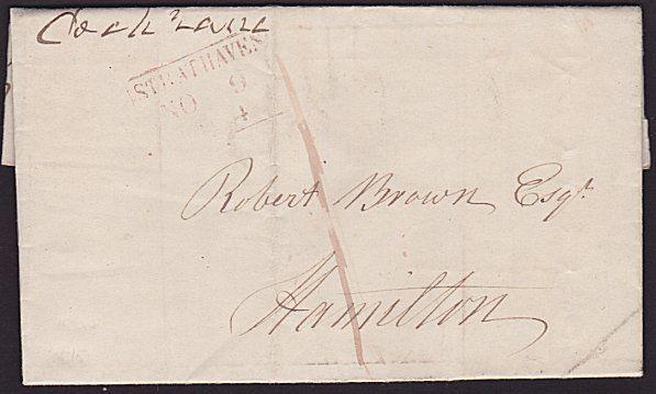 GB SCOTLAND 1844 cover STRATHAVEN to Hamilton Mss 1 UPP in red..............6789