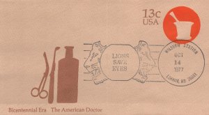 SCOTT U574 BICENTENNIAL ERA STAMPED ENVELOPE LIONS SAVES EYES LANHAM M.D. 1977