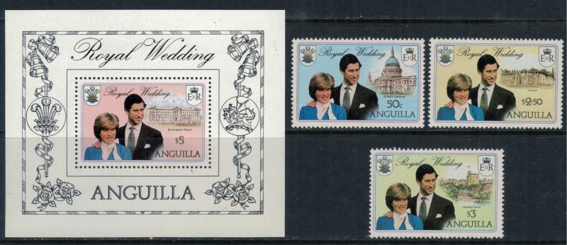 Anguilla #444-7* NH  CV $3.00  Charles & Di set & Souvenir sheet