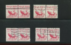 Scott 1900 SLEIGH Complete Set of 4 Used Plate # Line Pairs (Stock PNC 4)