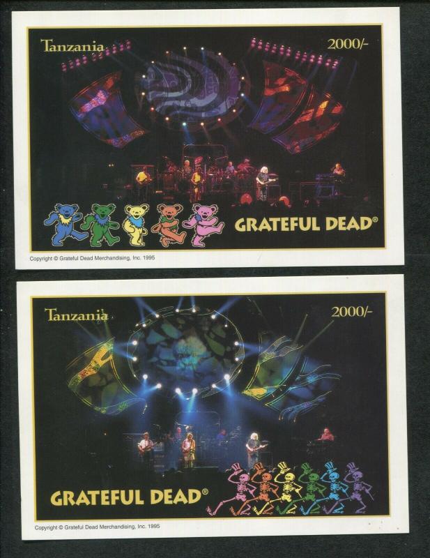 1995 Tanzania Commemorative Souvenir Stamp Sheet - Grateful Dead Set