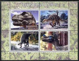 Somalia 2005 Dinosaurs perf sheetlet containing 4 values ...