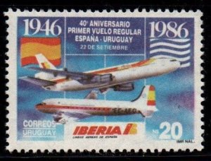 1986 Uruguay scheduled flights Uruguay-Spain 40th anniversary #1222 ** MNH