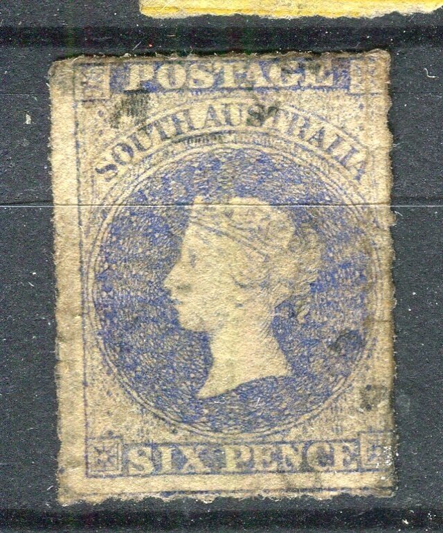 SOUTH AUSTRALIA; 1860s classic QV issue fine used Shade of 6d. value
