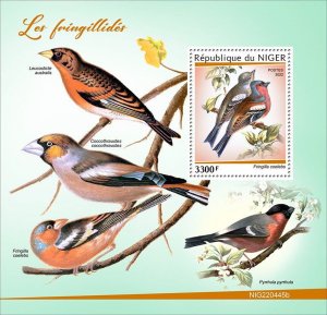 NIGER - 2022 - Finches - Perf Souv Sheet - Mint Never Hinged