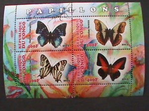 CONGO-2013 COLORFUL BEAUTIFUL LOVELY BUTTERFLY MNH SHEET -VERY FINE